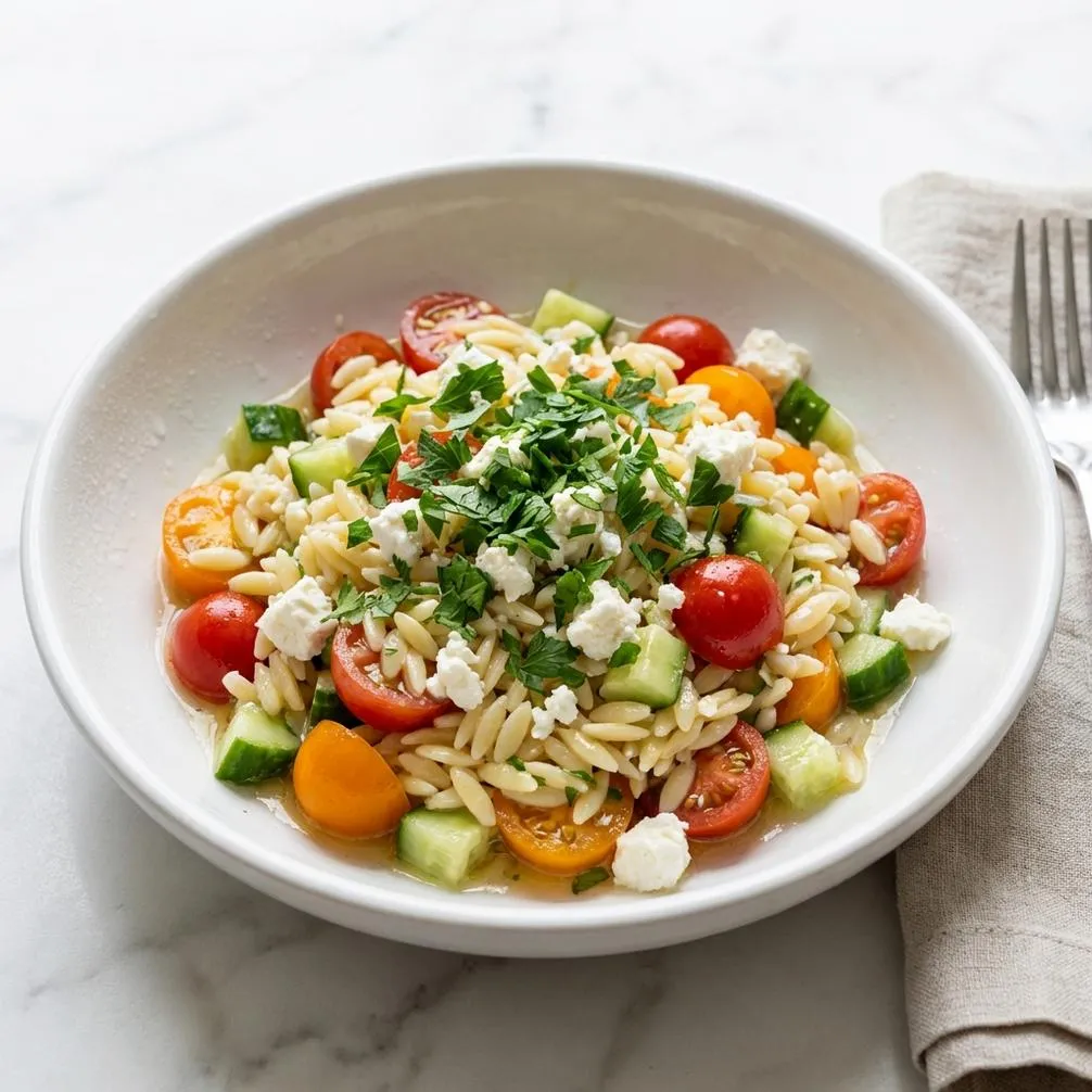 Secret to the best 15-min Orzo Salad Recipe