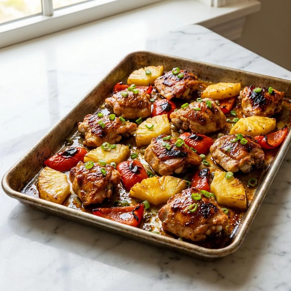 Easy recipe for 5-Step Sheet Pan Hawaiian Chicken