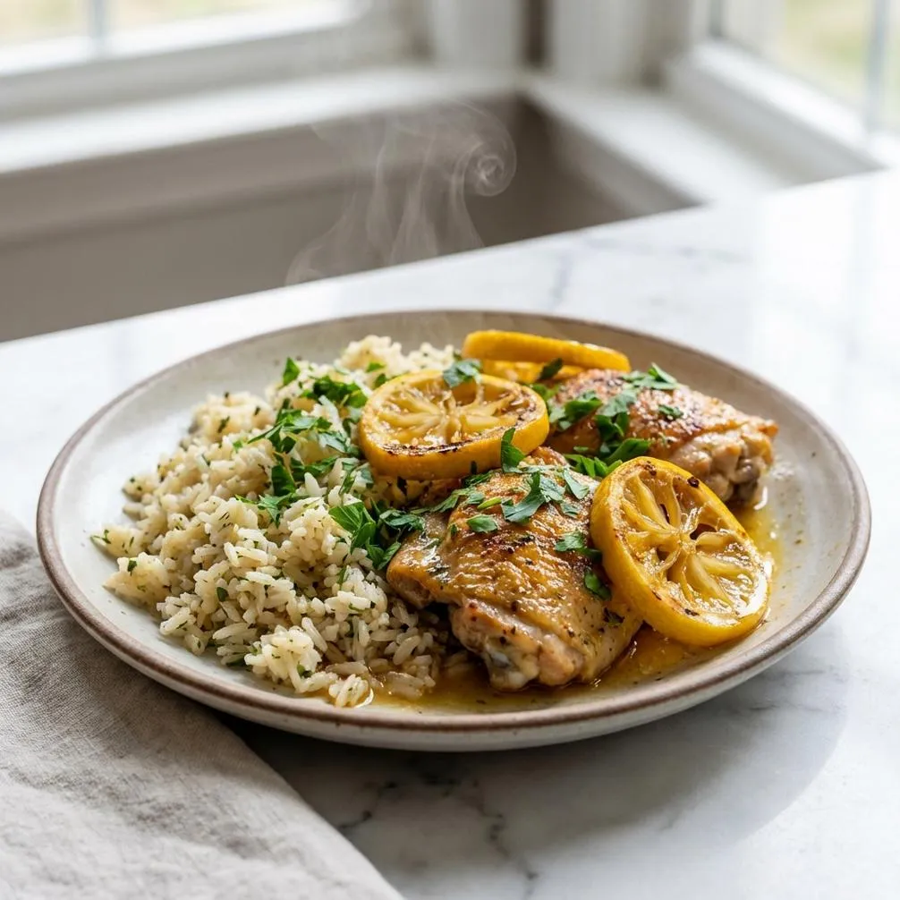 Easy recipe for Slow Cooker Lemon Herb Chicken and Rice