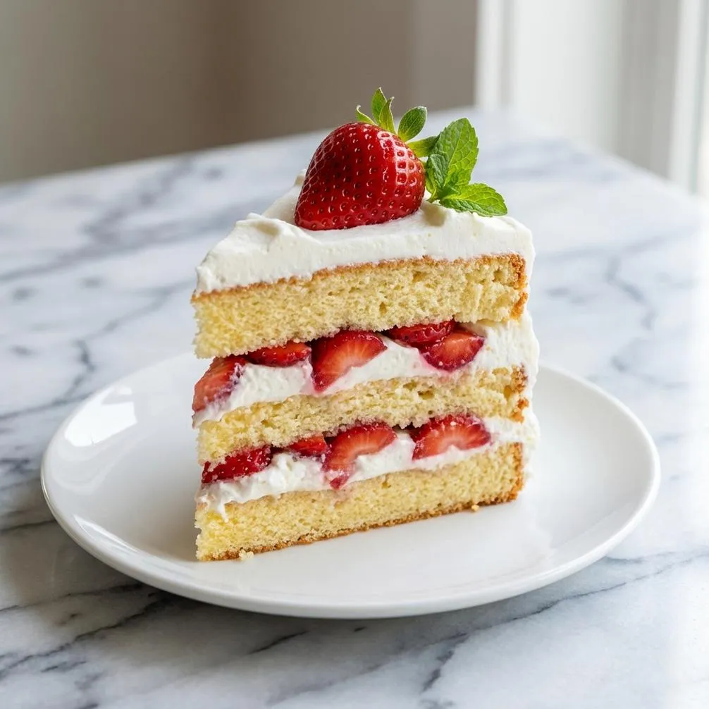 Easy Recipe for 1 Strawberry Shortcake Cake (with Sponge Cake)
