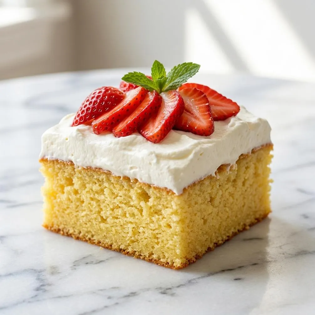 Easy recipe for Strawberry Shortcake Sheet Cake in 3 steps
