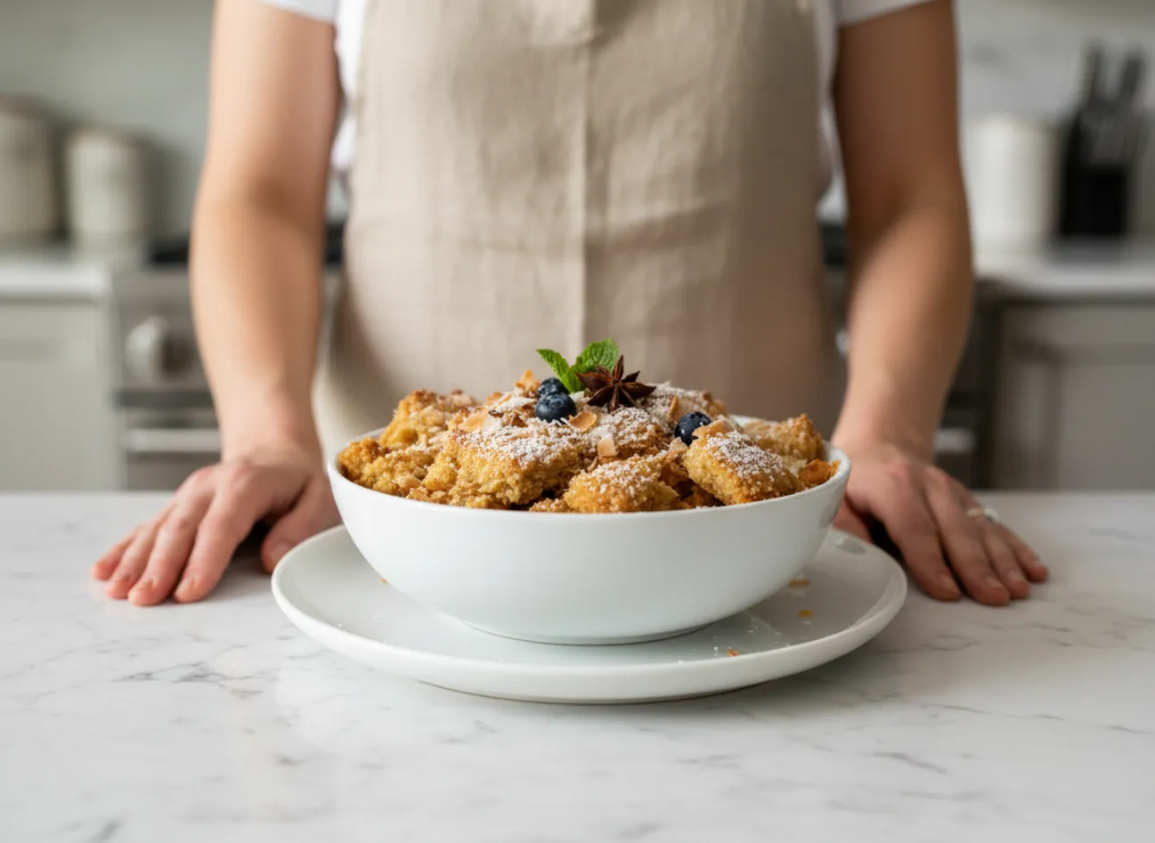A baker rolling out a coconut oil vegan pie crust on a floured surface.
