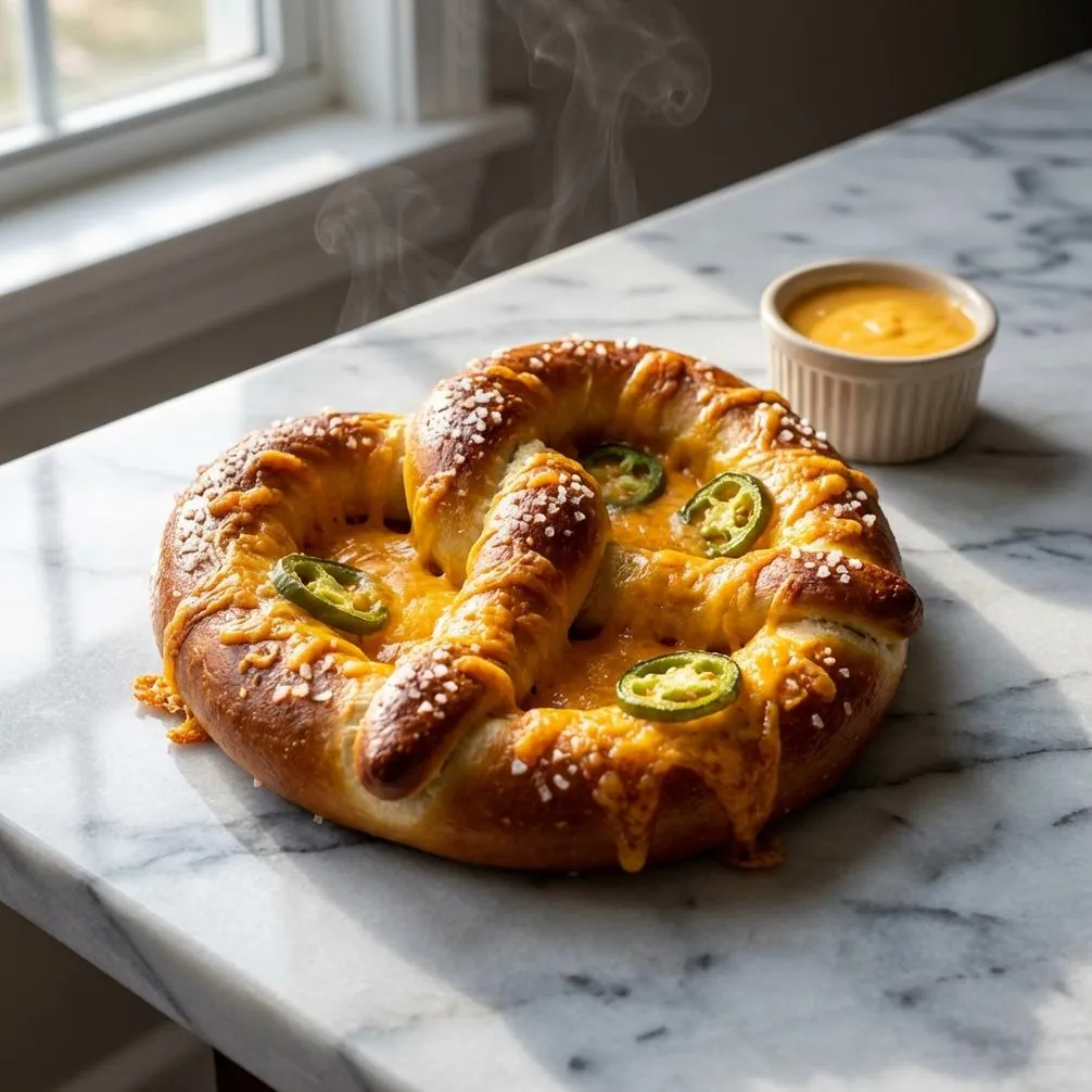 Easy recipe for Jalapeno Cheddar Soft Pretzels
