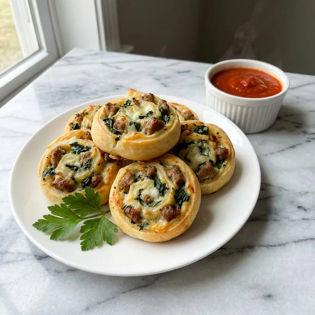 Keto Sausage And Spinach Roll-Ups
