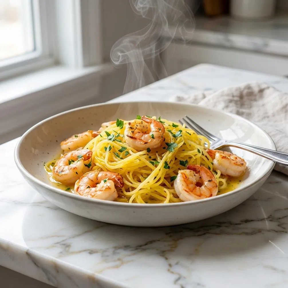 Low Carb Spaghetti Squash Shrimp Scampi