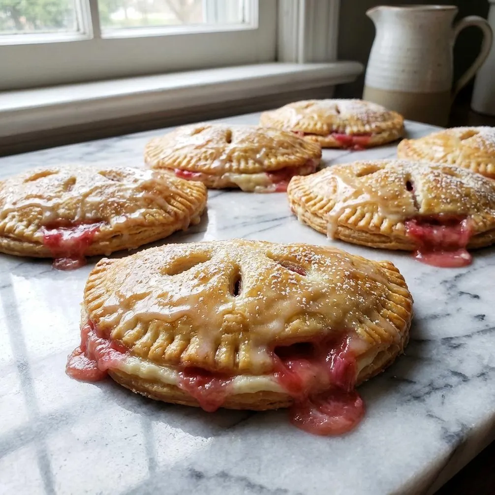 Easy recipe for Rhubarb Cream Cheese Hand Pies in 30 min