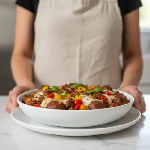 Sausage Crusted Keto Pizza With Peppers lifestyle