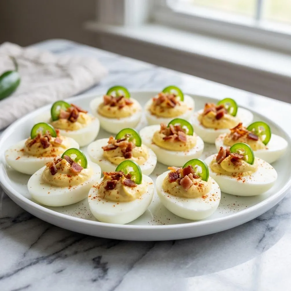 Spicy Jalapeño Popper Deviled Eggs