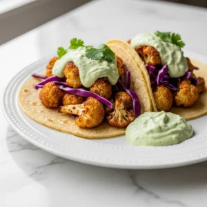 Cauliflower Tacos With Cilantro Lime Crema featured