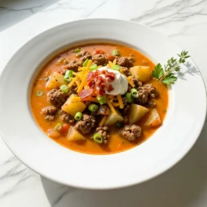 Crockpot Cheeseburger Soup featured