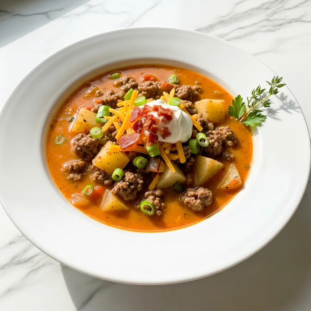 Crockpot Cheeseburger Soup (15 min)