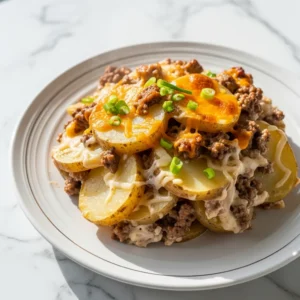 Crockpot Hamburger Potato Casserole featured
