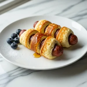 Keto Pancake Wrapped Sausages featured