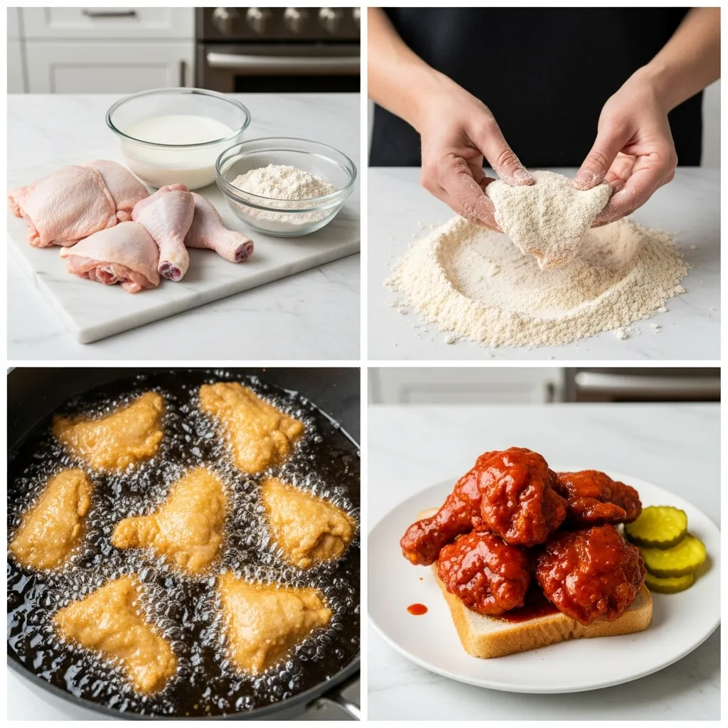 Step-by-step instructions for making Nashville Hot Chicken