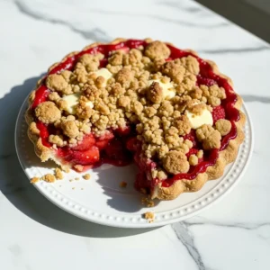 Strawberry Rhubarb Pie With Crumb Topping featured